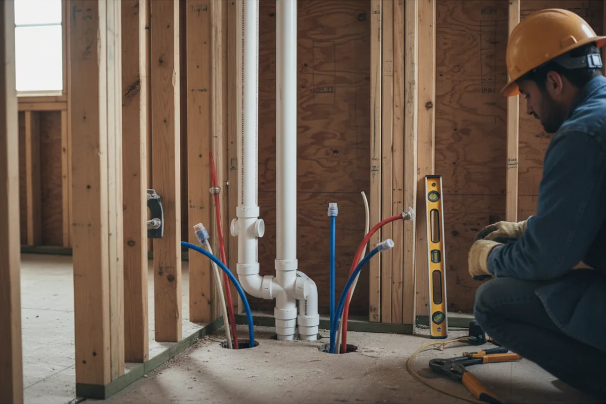 Drain and supply rough-in during Garbage Disposal Repair in Onalaska