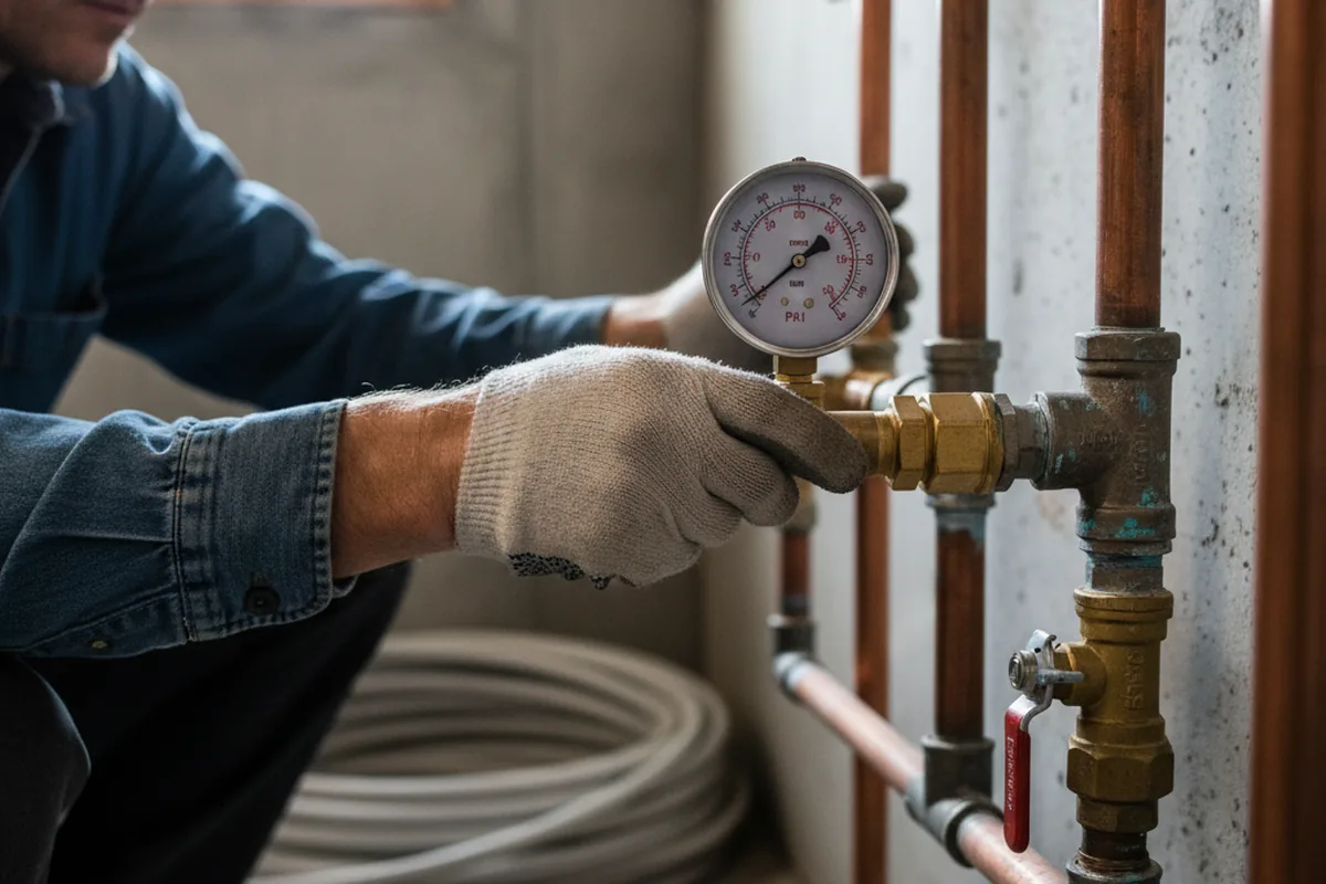 Pressure testing a repaired line during Water Line Repair in Onalaska